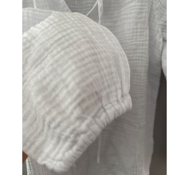 J.Crew Petite Long-Sleeve Gauzey Tie-top in Bright White Size XXSP - Picture 7 of 11